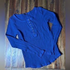 Y2K Lucky Brand ribbed long sleeve Henley top